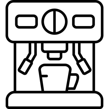Kahve makinesi ikonu. Beyaz arkaplanda izole edilmiş web tasarımı için özet kahve makinesi vektör simgesi