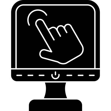 Ekranda parmak gösteren el.