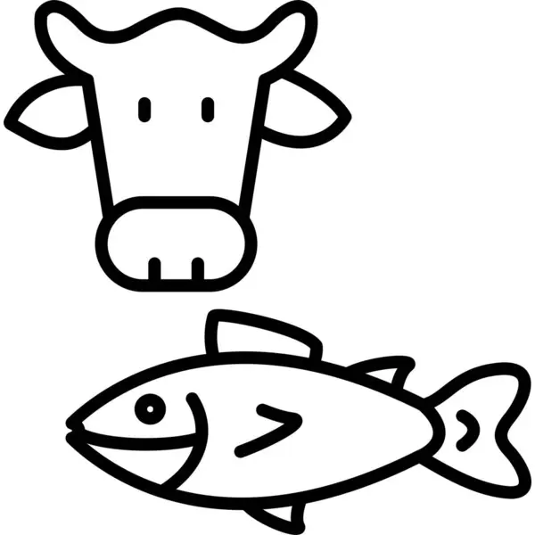 Hayvanlar balık ikonu, taslak tarzı