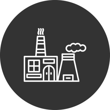 Fabrika binası ikonu. Beyaz arkaplanda izole edilmiş web tasarımı için fabrika inşa vektör simgesi çizimi