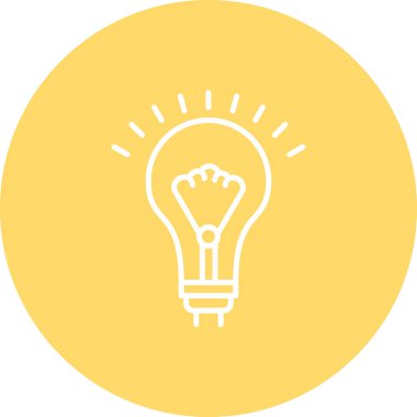 Ampul vektör simgesi. biçim düz sembol, eko, ışık simgesi, yuvarlak açılar, beyaz arkaplan