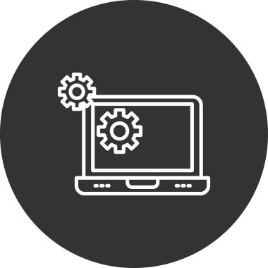 vites ve dişli ikon vektör resimleme grafikli dizüstü bilgisayar