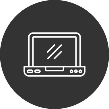 daire düğmesi simgesi, vektör illüstrasyonlu dizüstü bilgisayar