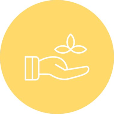 el simgesinde bitki. İnce çizgi çizimi, daire izole edilmiş tasarım arkaplan çizimi