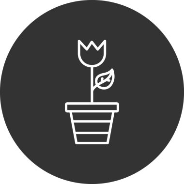 Çiçek simgesi ile büyüyen ağaç, basit tasarım