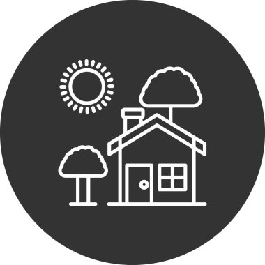 Ağaç simgesi olan bir evin çizimi