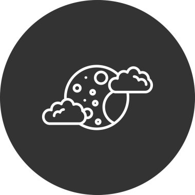 Bulut simgesiyle ayın vektör illüstrasyonu