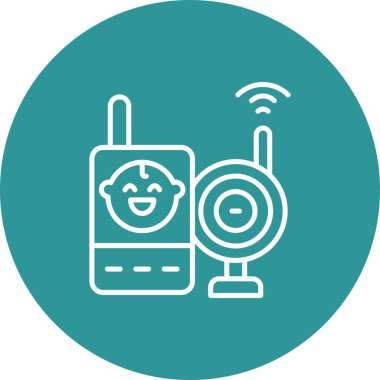 radyo vektör çizgisi simgesi, vektör işareti, arkaplanda simge, düzenlenebilir vuruşlar, mobil daire veya etiket.