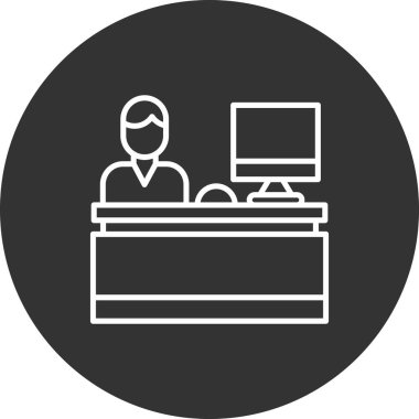 Ofis ve masa simgesinin vektör illüstrasyonu