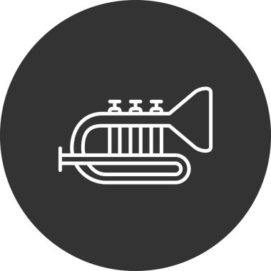 trompet hattı simgesi, konsept ve müzikal ana hat sembolü, vektör illüstrasyonu, doğrusal sembol.