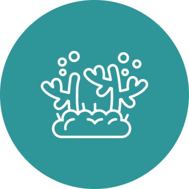 Beyaz arkaplanda güzel bir kaktüs vektör çizgisi simgesi