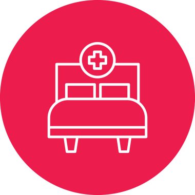 Hastane yatak ikonu, vektör illüstrasyonu