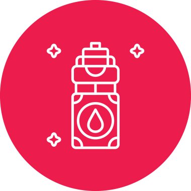 Beyaz arka planda izole edilmiş kırmızı çizgili su ikonu şişesi. Şişe su içeceği tabelası. Soyut çember rastgele konsept. vektör illüstrasyonu