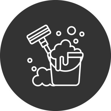 Fırça çizgisi simgesi olan kova, vektör illüstrasyonu