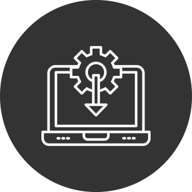 bilgisayar ve dişli simgesi vektör illüstrasyon tasarımı