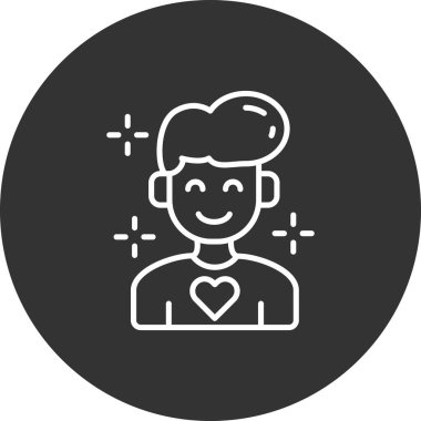 Kalbi olan bir adam, basit bir tasarım.