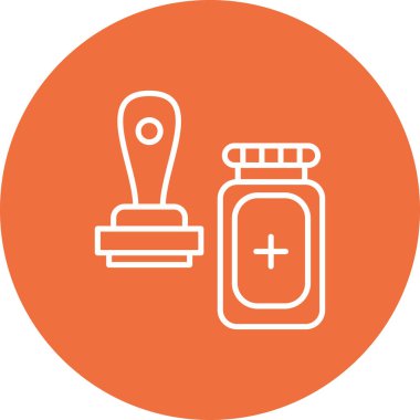 İlaç ikonlu ilaç şişesi, vektör çizimi