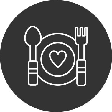 kalp ve kaşık ikonu. vektör