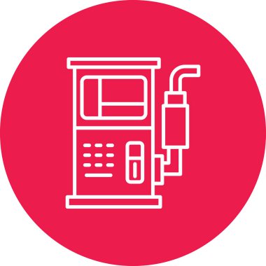 Benzin pompası vektör simgesi. biçim yuvarlak simge, yuvarlak renk, beyaz arkaplan.