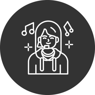 Müziği olan bir kadının vektör çizimi