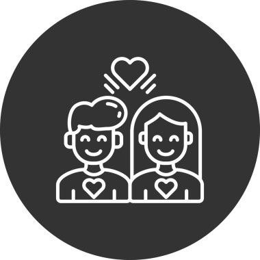 Kalp çizgisi simgesi, vektör illüstrasyonu olan çift