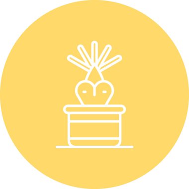 Tencere ikon vektöründe kaktüs. İnce çizgi işareti. izole edilmiş sınır sembolü çizimi