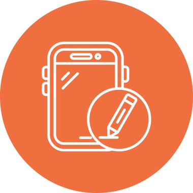 Kalem simgesi olan telefon, vektör illüstrasyonu