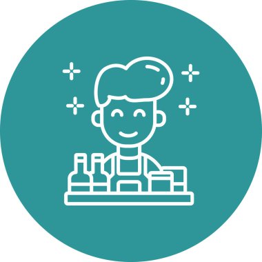 Elinde kahve poşeti olan bir adamın vektör çizimi.