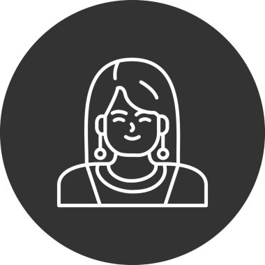 Saç stili sembol, vektör çizimi olan güzel bir kadın.