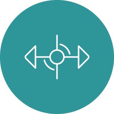 Yönlendirme vektörü simgesi. Bu yuvarlak yuvarlak yuvarlak sembol beyaz arkaplanda mavi ve gri renkler çizilmiş..