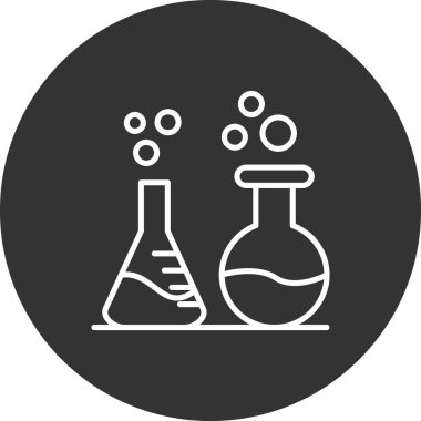 Ağ ve mobil uygulama tasarımınız için beyaz arkaplanda izole edilmiş kimyasal şişe ikonu vektörü, bilim şişesi logosu konsepti