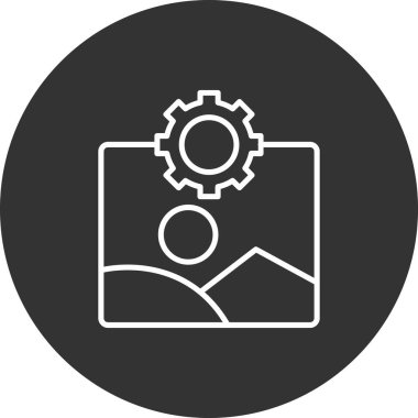 Proje yönetimi simgesi. Vektör biçimi düz gri sembol, yuvarlak açılar, beyaz arkaplan.