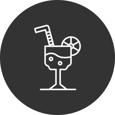 Kokteyl ikonu, basit vektör illüstrasyonu