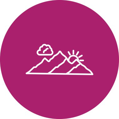 Dağların vektör çizimi ve manzara simgesi