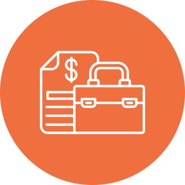 İçinde para, evrak çantası ve çanta olan bir çantanın vektör simgesi