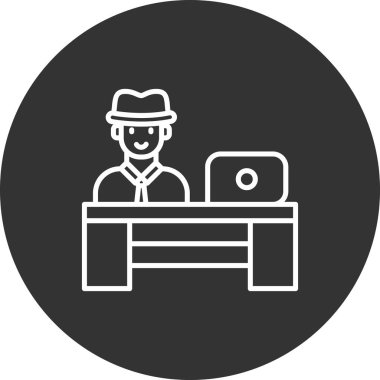 Şapkalı ve dizüstü bilgisayarlı bir adamın vektör çizimi