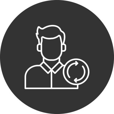 Bir büyüteç simgesi, çizgi ve çizgi ile avatar kişi