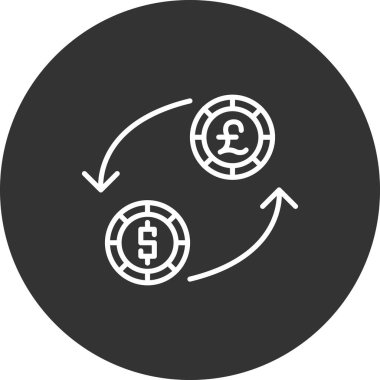 döviz değişimi düz simgesi, vektör illüstrasyonu