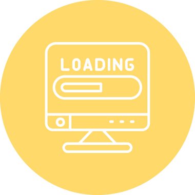 Web yükleme simgesi renk dış hat vektörü