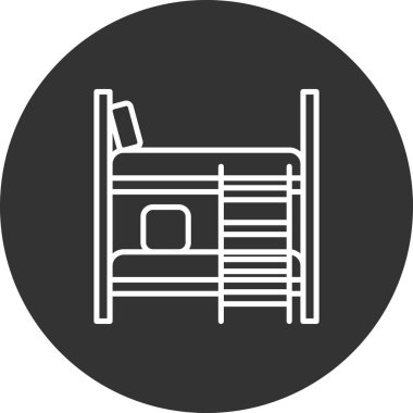 Beyaz arkaplanda izole edilmiş ana hatlı yatak simgesi. mobilya sembolü stok vektör illüstrasyonu.