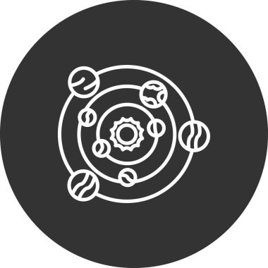 Web ve mobil uygulaması tasarımı, Atom logo kavramı için beyaz arka plan üzerinde izole atom simge vektör