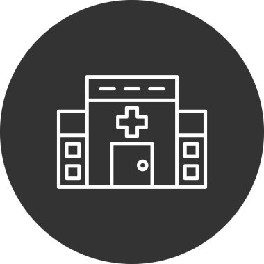 Hastane binası simgesi, vektör illüstrasyonu