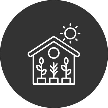 Güneş simgesi olan bir evin vektör çizimi