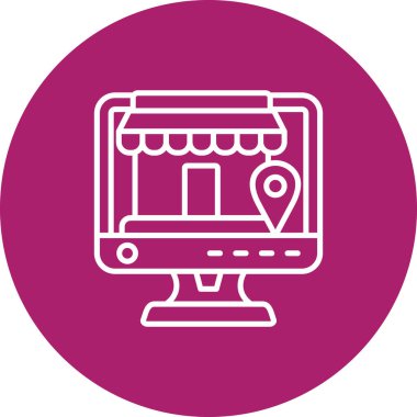 Pin konumu simgesi olan bilgisayar, basit vektör illüstrasyonu