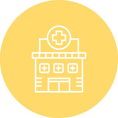 Hastane inşa çizgisi simgesinin vektör illüstrasyonu