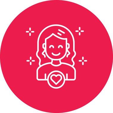 Beyaz arka planda izole edilmiş çizgi kadın cinsiyet ikonu. Kadınların sembolü. Kadın organizma ve kadın sembolü. Renkli taslak konsepti. vektör