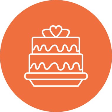 pasta, kalp, pasta, pasta ikonu, vektör, görüntü. Düğün, doğum günü, tatil, tatil ve uygulamalar için kullanılabilir.