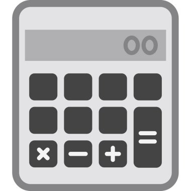 hesap makinesi düz simgesi beyaz arka plan, vektör, illüstrasyon izole