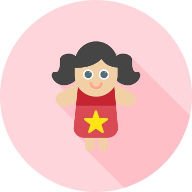 kız karakter düz simgesi