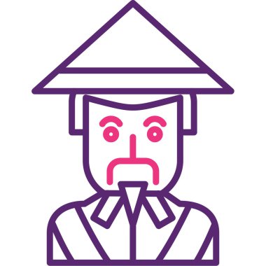 Geleneksel Çin şapkalı Çinli adam.